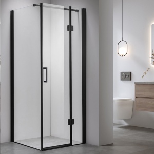 Cabina de dus patrata cu rame negre si cadita alba slim KZ1390A/ST02A 80 x 80 cm - Img 3