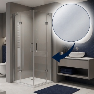 Cabina de dus patrata de colt KZ25 crom 80 x 80 cm sticla 6 mm - Img 9