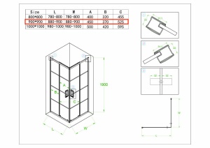 Cabina de dus patrata din sticla securizata cu cadita de dus antialunecare BL32B-SXL02B 90 x 90 cm - Img 14