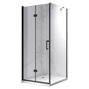 Cabina de dus patrata din sticla securizata cu rame negre KZ20B 80 x 80 cm