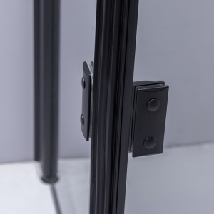 Cabina de dus patrata din sticla securizata cu rame negre si cadita alba antialunecare KZ1390A/SXL02A 80 x 80 cm - Img 9