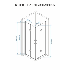 Cabina de dus patrata din sticla securizata cu rame negre si cadita neagra slim KZ08B/ST02A 80 x80 cm - Img 17