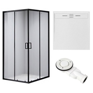 Cabina de dus patrata din sticla securizata si cadita de dus alba BL30B/DECO 90 x 90 cm