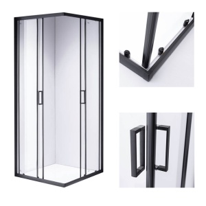 Cabina de dus patrata din sticla securizata si rame negre BL30C 100 x 100 cm - Img 16