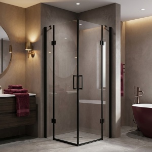 Cabina de dus patrata KZ25 negru mat 80 x 80 cm sticla 6 mm - Img 21
