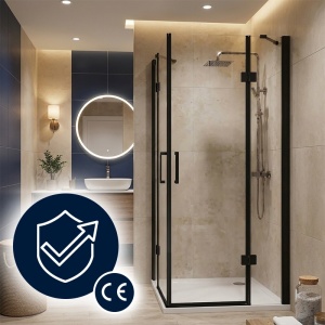 Cabina de dus patrata KZ25 negru mat 90 x 90 cm sticla 6 mm - Img 2