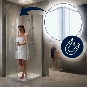 Cabina de dus patrata KZ29 crom 80 x 80 cm sticla 6 mm - Img 5
