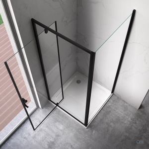 Cabina de dus patrata ZES-KZ04B-BL-80, 80 x 80cm, cu rame negru mat, sticla 6 mm - Img 9