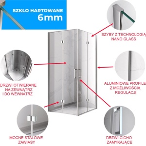 Cabina de dus patrata ZES-KZ08B-80 crom 80 x 80 cm sticla 6 mm - Img 22
