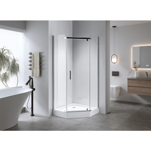 Cabina de dus pentagonala cu cadita inclusa rame cromate KZ91B/SXL07B 90 x 90 - Img 3