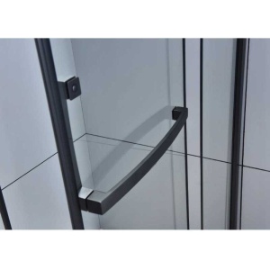 Cabina de dus pentagonala din sticla securizata cu rame negre si cadita alba slim inclusa KZ4026B/ST07B 90 x 90 cm - Img 12
