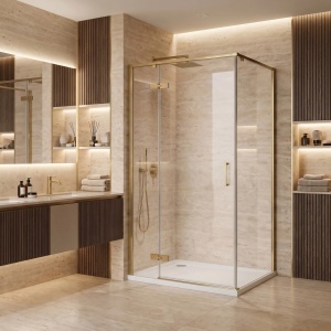 Cabina de dus Rea Bruno Brush Gold 100 x 80 cm - Img 5