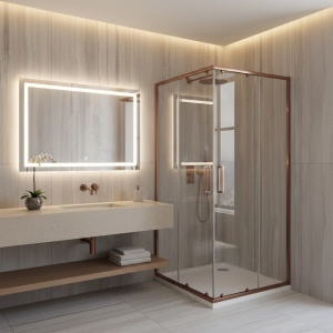 Cabina de dus Rea City 90x90 Brush Copper - Img 8