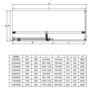 Cabina de dus rectangulara ASTRA-CH-A-100+B80+E crom 100x80 cm 8 mm - Img 21