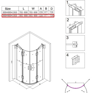 Cabina de dus semicirculara din sticla securizata rame cromate KZ92B 90 x 90 cm - Img 19