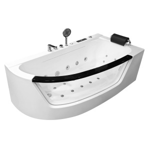 Cada asimetrica cu hidromasaj MO-0076 Turbo Spa, 170 x 85 x 58 cm, montaj dreapta, alb