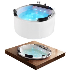 Cada cu hidromasaj pentru 2 persoane Della 916 cu masca, incalzitor si Bluetooth – 155 x 155 cm, alb