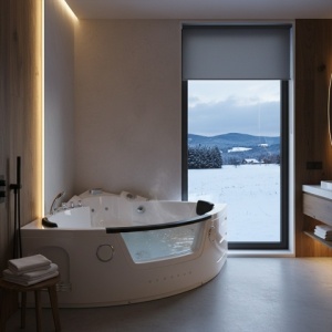 Cada de baie 157x157cm Orino 632BH, Sistem de Hidromasaj Performant si Incalzitor Integrat , Culoare Alb - Img 2