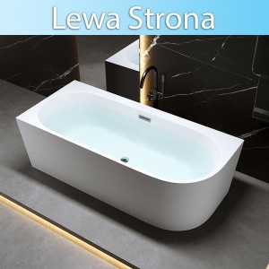Cada de baie cu montaj colt stanga, Mera 509D alba cu elemente cromate – 170 x 75 cm - Img 10