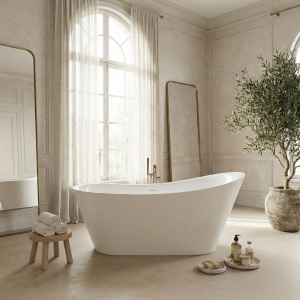 Cadă de baie freestanding, acrilica, alba Lusso Slim 170 cm - Img 4