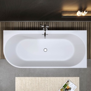 Cada de baie freestanding back-to-wall asimetrica MO-1724RYF-160 montaj dreapta, alb lucios – 160 x 75 cm - Img 4