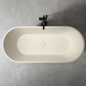 Cadă de baie freestanding cu strat rezistent la abraziune, MUE-D006C, crem, 170 x 75 x 60 cm - Img 3