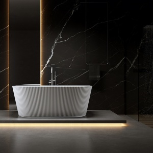 Cada de baie freestanding, montaj la perete Carlo2 alb cu preaplin si ventil otel periat - 170 x 75 cm - Img 13