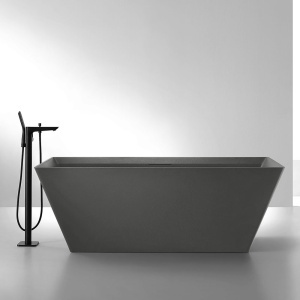 Cada de baie freestanding MUE-D001G gri mat cu textura de piatra – 170 x 75 x 60 cm - Img 2