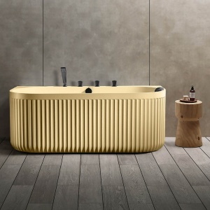 Cada de baie freestanding ovala MUE-A005 cappuccino cu baterie neagra – 170 x 80 cm - Img 2