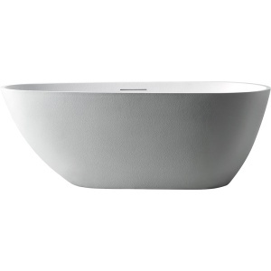 Cada de baie freestanding ovala MUE-D003W – 170 x 75 x 60 cm, finisaj alb mat textura de piatra