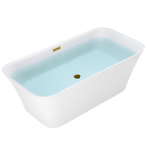 Cada de baie freestanding Viana 511B alb lucios cu ventil si preaplin auriu – 160 x 80 cm