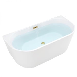 Cada de baie LENA 527B, Dimensiune 150x75cm , Culoare Alb, Deversor Auriu Periat