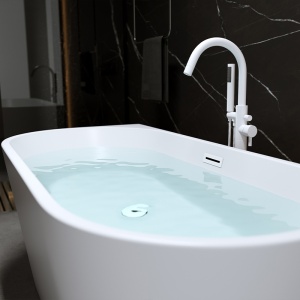 Cada de baie LENA 527C, de sine statatoare 160x75cm, Culoare Alb, Deversor Alb Mat - Img 5
