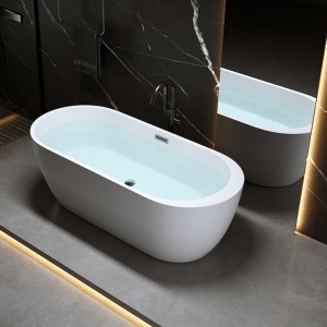 Cada de baie PORTO 503B, Dimensiune 170x75cm, Culoare Alb, Deversor Crom - Img 10
