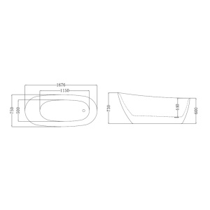 Cadă freestanding Florida, Nikita slim, , fără bordură, ovală cu instalație completă, culoare alb, dimensiune 167.6x75 cm - Img 4