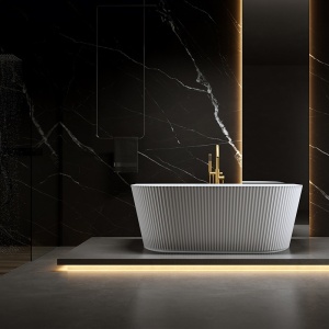 Cada freestanding, montaj la perete Carlo alba cu scurgere aur periat – 170 x 75 cm - Img 13