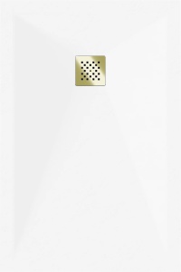 Cadita de dus 110x90 cm dreptunghiulara, Culoare Alb-Auriu, Sifon inclus - Img 9