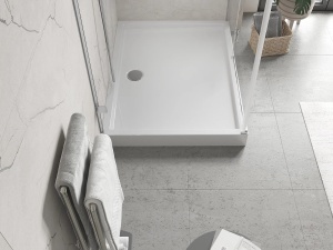 Cadita de dus dreptunghiulară 120 x 80 cm, alb lucios, cu sifon inclus - Img 3
