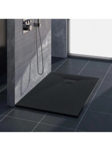 Cadita de dus dreptunghiulara imitatie piatra Magnum Black 100 x 80 cm neagra - Img 4