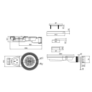 Cadita de dus gri cu sifon Veldman Toledo Slim, diverse dimensiuni - Img 7