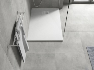 Cadita de dus Hugo 110x90 cm, albă, SMC, cu capac inox – Model 42109011-X - Img 2