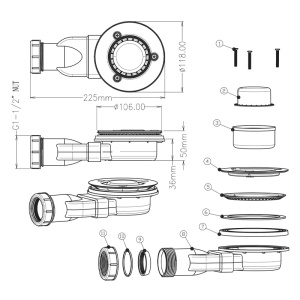 Cadita de dus JUKO Slim, Structura de piatra 90x70cm, Culoare Alb - Img 16