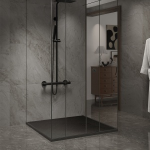 Cadita de dus patrata slim aspect marmura RIKO 80x80 cm neagra - Img 8