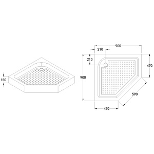 Cadita de dus pentagonala inalta si antiderapanta SXL07 B 90 x 90 cm alba - Img 12