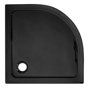 Cadita de dus semicurculara slim finisaj lucios ST01A 80 x 80 cm neagra