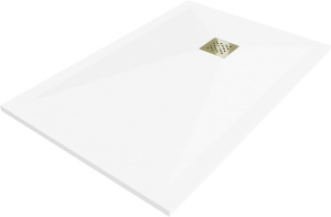 Cadita dus din compozit, dimensiune 120 x 100 cm, alb, grilaj auriu - 44101012-G - Img 1