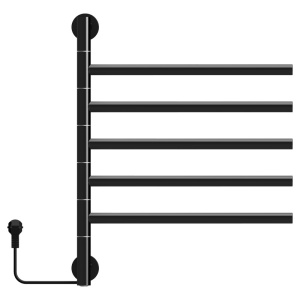 Calorifer portprosop electric Dorian 80W, 62.2 x 51.6 cm, 5 bare rotative, negru mat