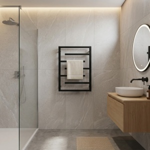 Calorifer portprosop pentru baie Anika 80 x 60 cm, negru mat - Img 9
