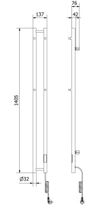 Calorifer radiator electric cu suport pentru prosoape 1405 x 137 mm, 150 W, Pino alb - Img 2