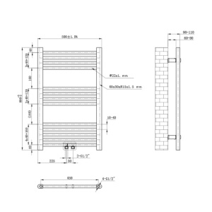 Calorifer vertical CORSO-BL-3 pentru baie 80x50, negru - Img 13
